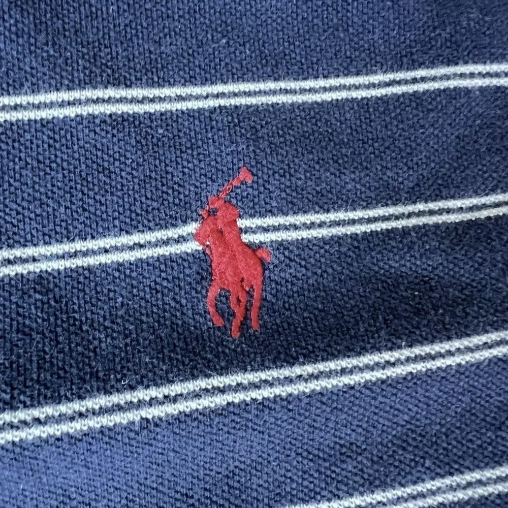 Polo Ralph Lauren Polo Shirt Men’s XL Blue Striped Red Pony Classic Cotton